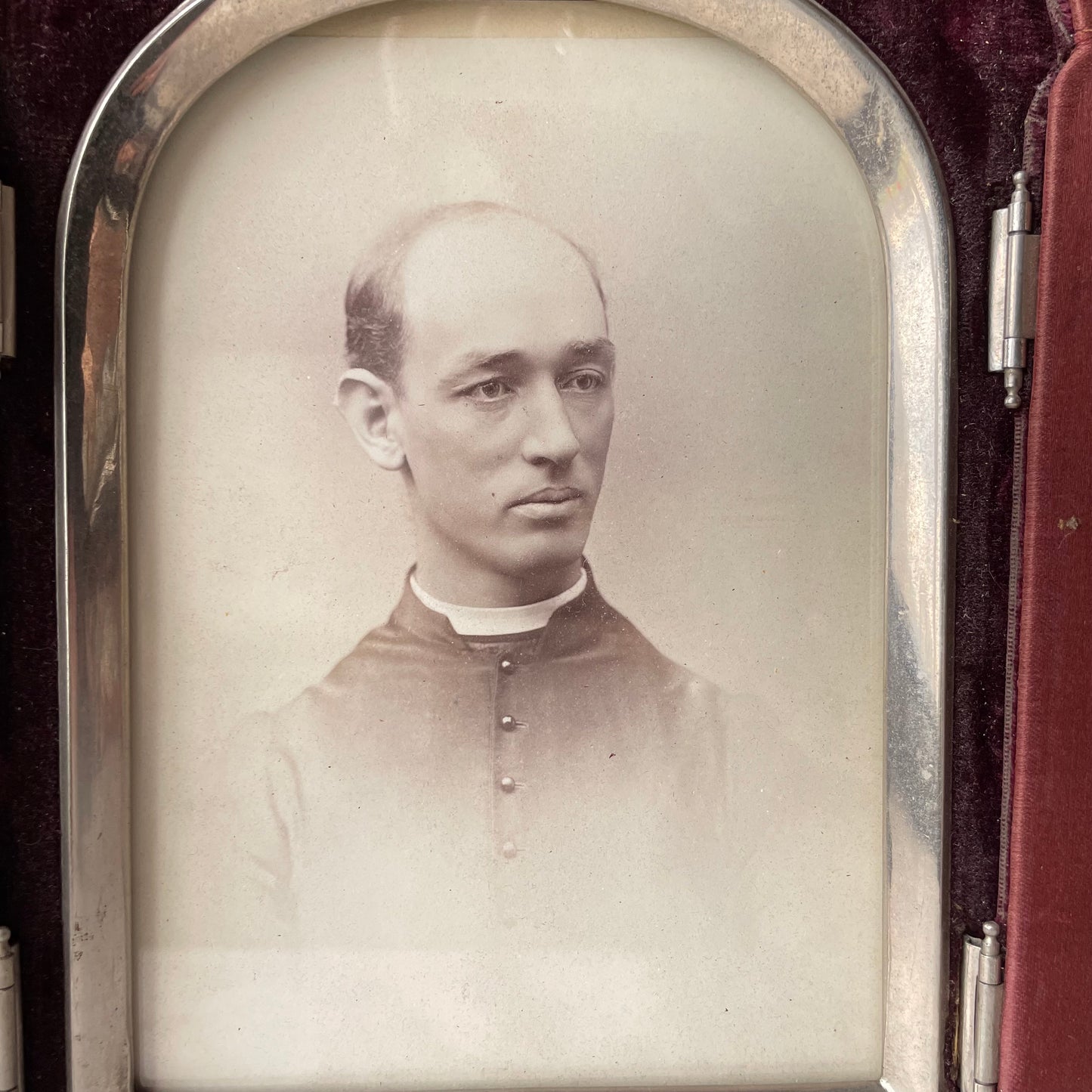 Victorian Priest Photo in Velvet Frame