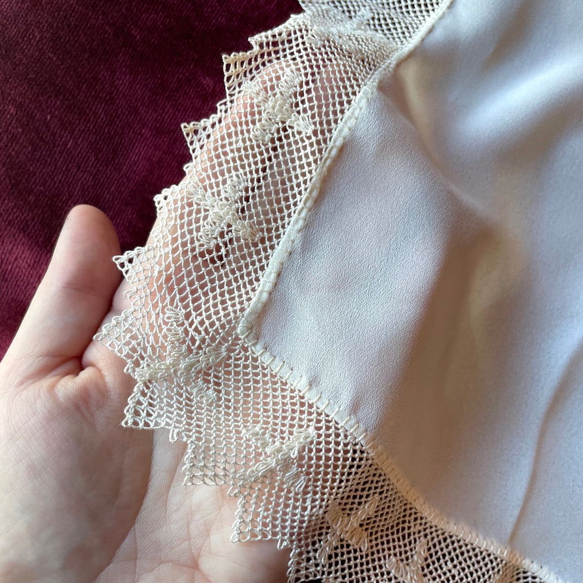 Antique Altar Cloth with Crocheted Cross Edges