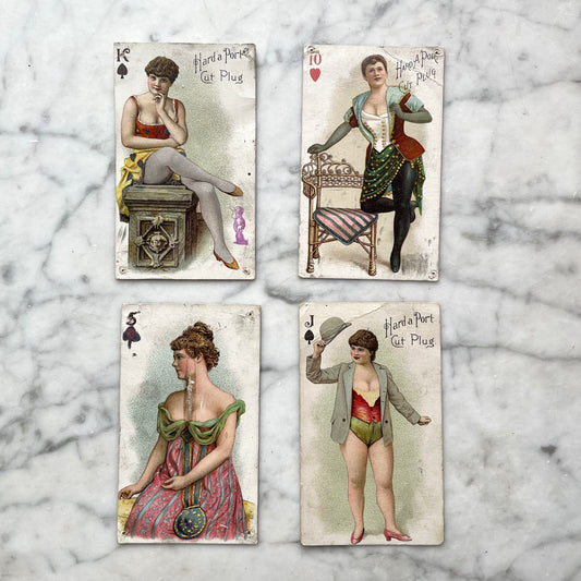 Risqué Victorian Tobacco Cards | Hard a Port Cut Plug