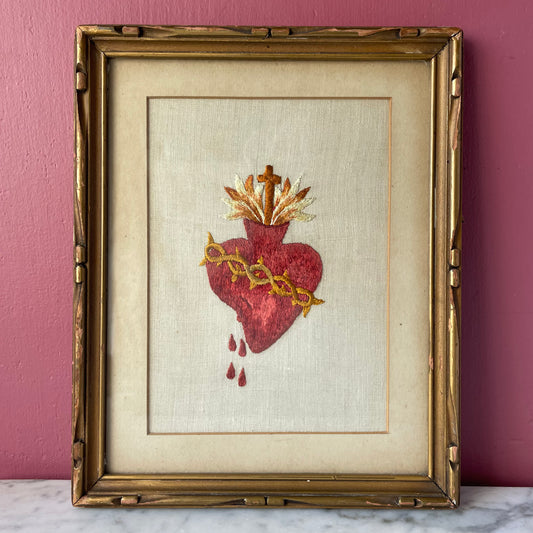 Antique Sacred Heart Embroidery