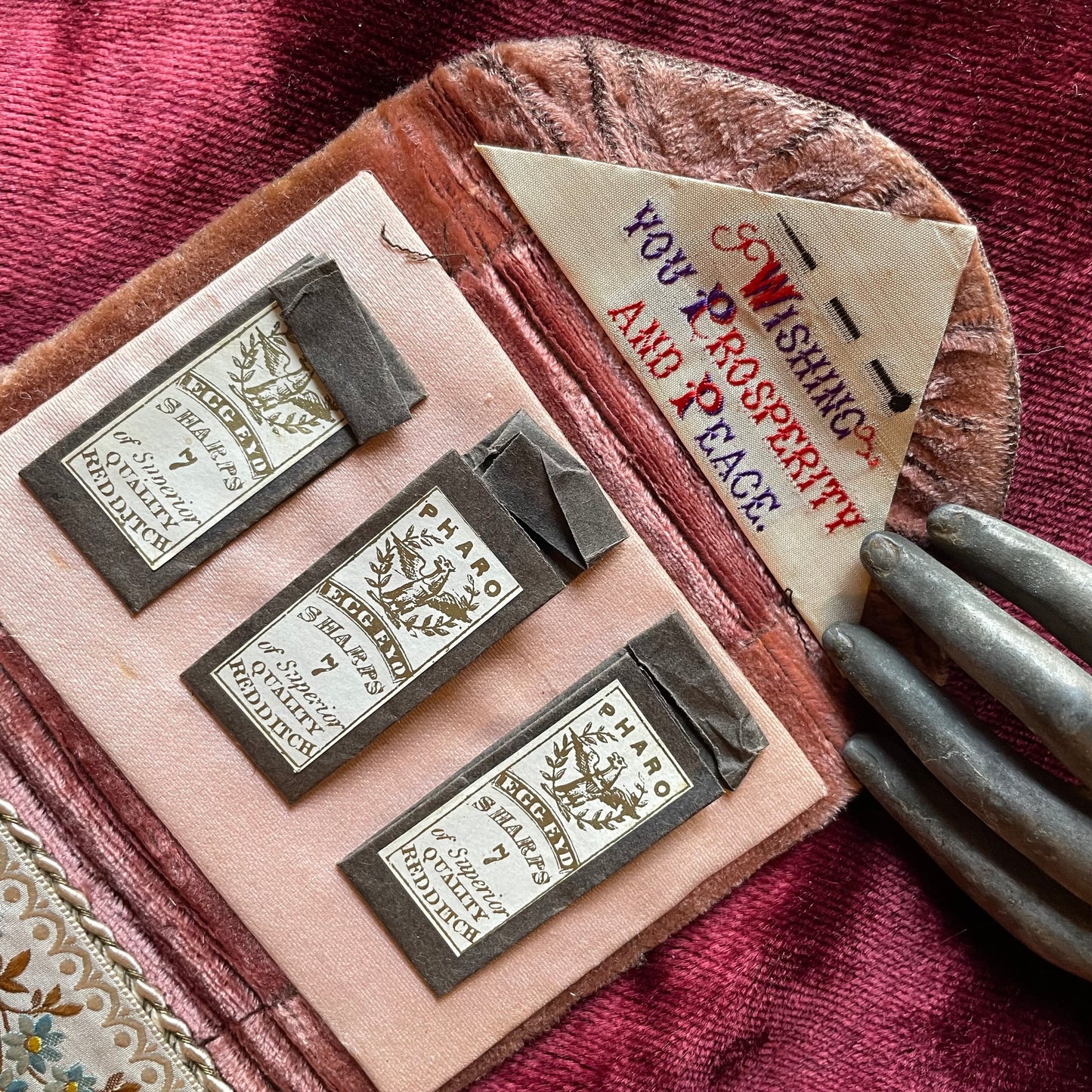 Victorian Pink Velvet Needle Case