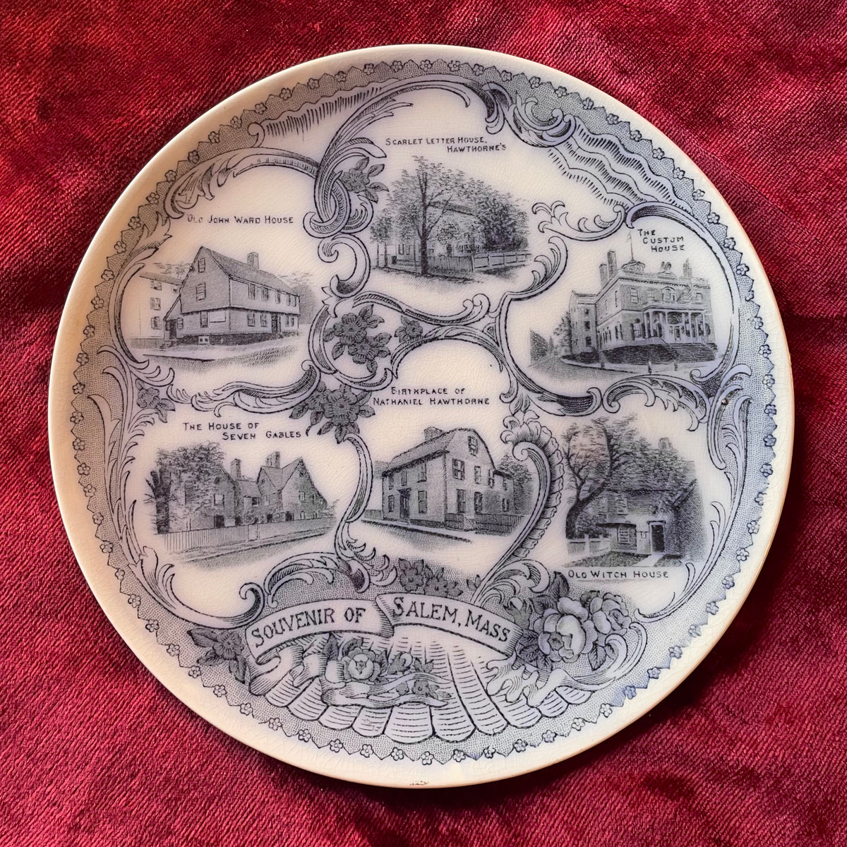 Antique Salem, MA Souvenir Transferware Plate