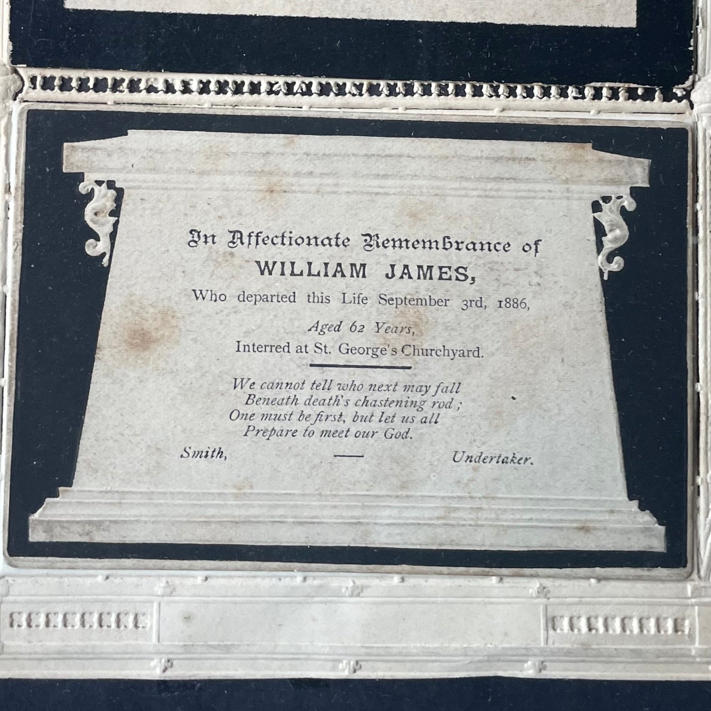 Victorian Mourning Die Cut | 1886