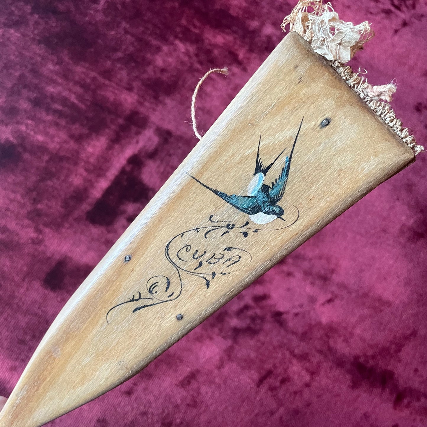 Antique Drawstring Fan with Mirror | Cuba Souvenir