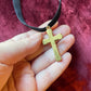 Gold Victorian Cross on Velvet Choker