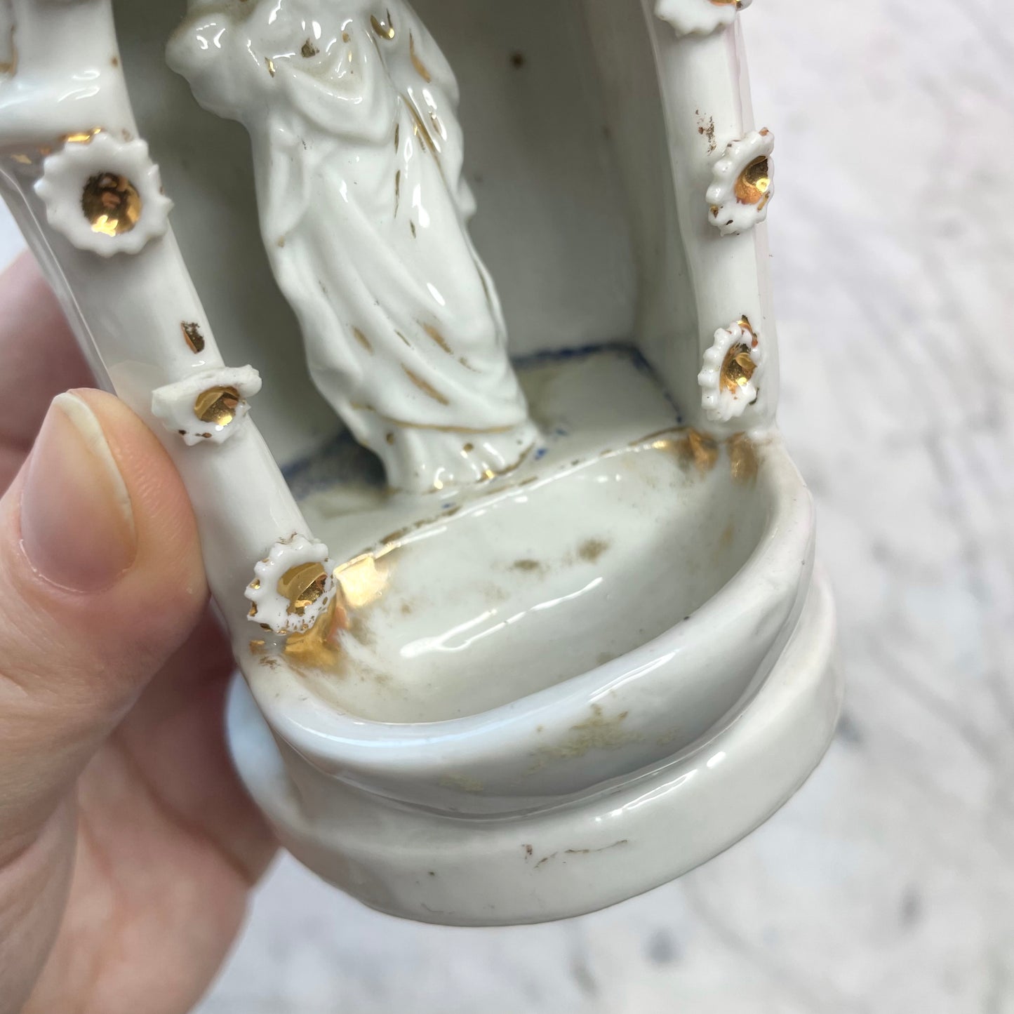 Victorian Porcelain Shrine Shaped Holy Water Font