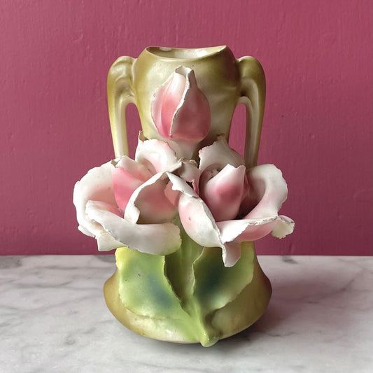 Antique Royal Dux Bud Vase with Roses