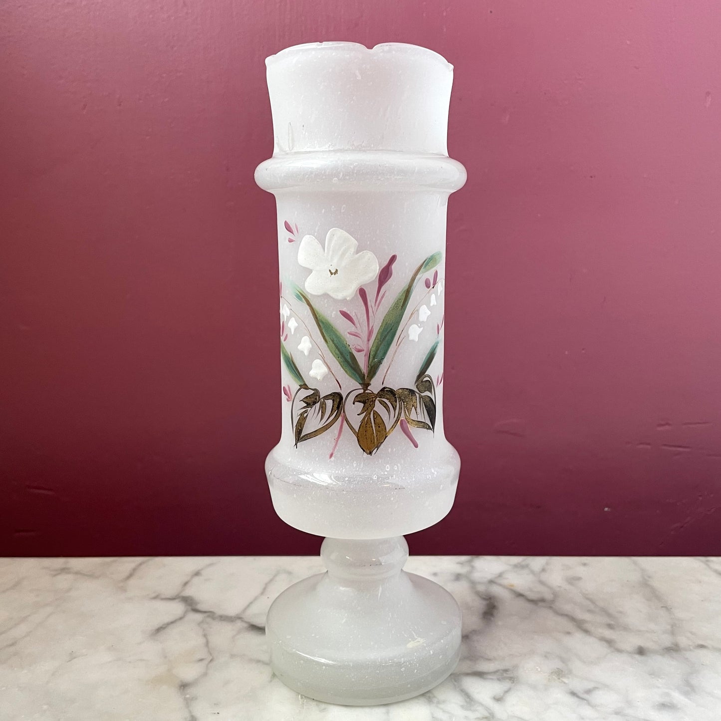 White Victorian Bristol Glass Vase