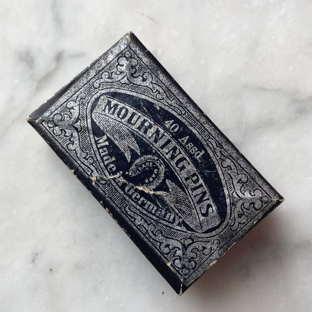 Antique Box of Mourning Pins