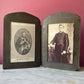 Victorian Priest Photo & Holy Card in Aesthetic Movement Leather Frame