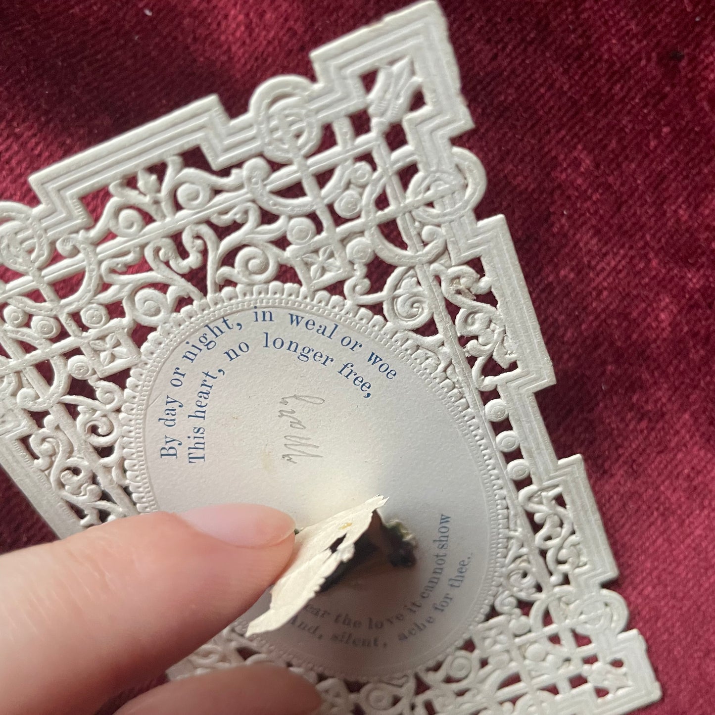 Victorian Lace Paper Valentine with Hidden Name