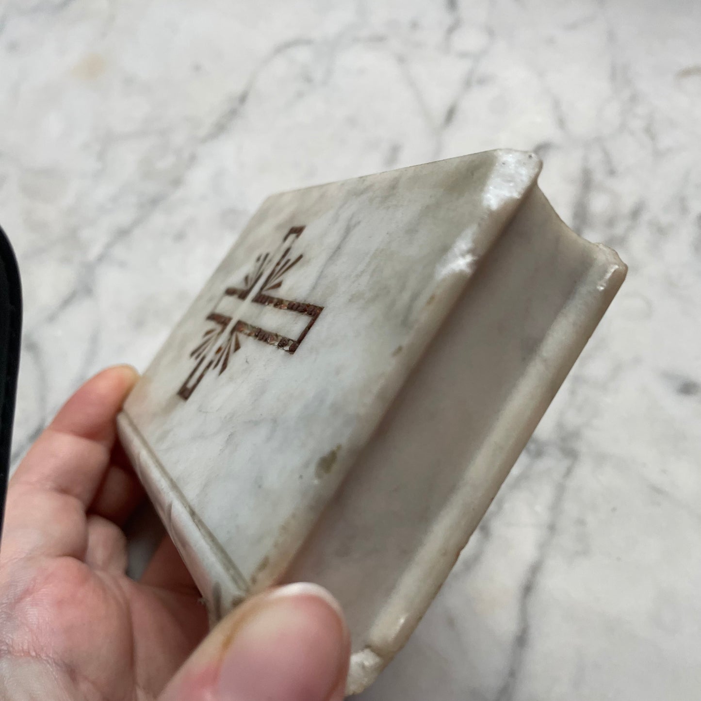 Antique Carved Marble Bible Paperweight