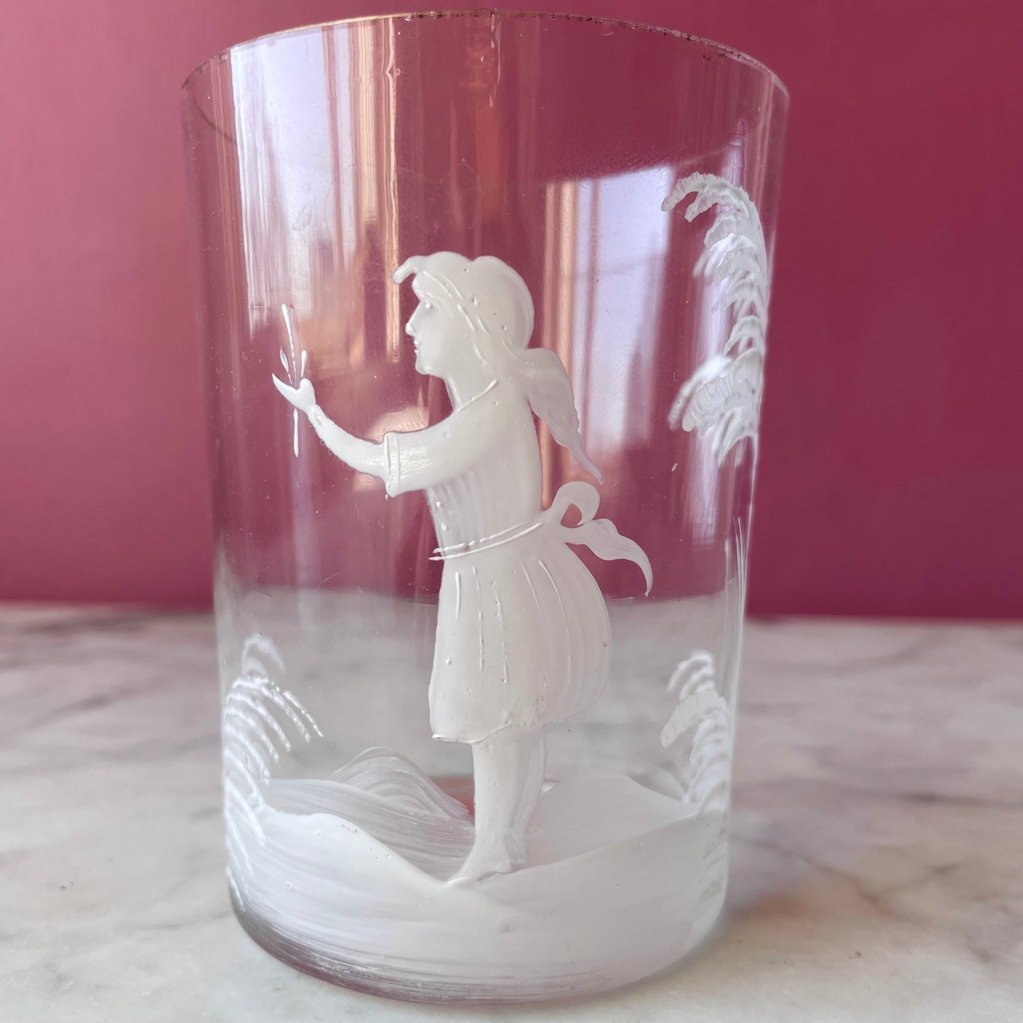 Antique Mary Gregory Glass Tumbler