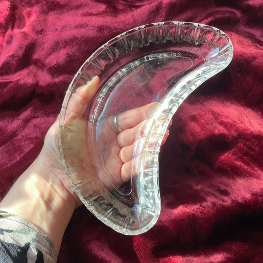 Vintage Crescent Moon Dishes | Clear Glass