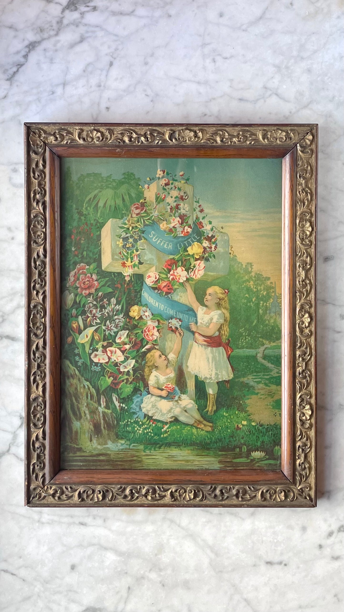 Suffer the Little Children to Come Unto Me | Victorian Lithograph Print