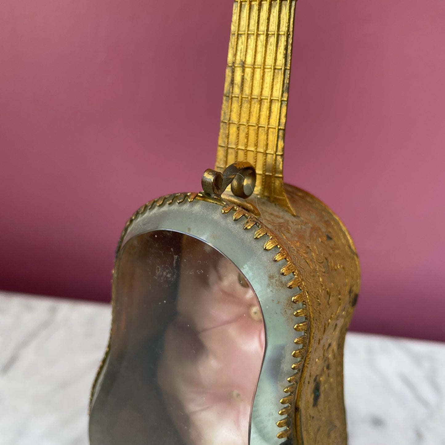 Antique Palais Royal Guitar Shaped Watch Holder
