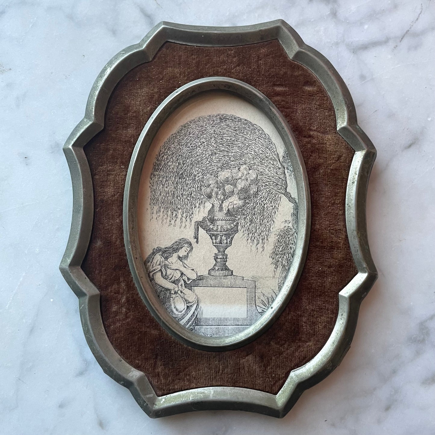 Weeping Willow | Miniature Victorian Mourning Engraving