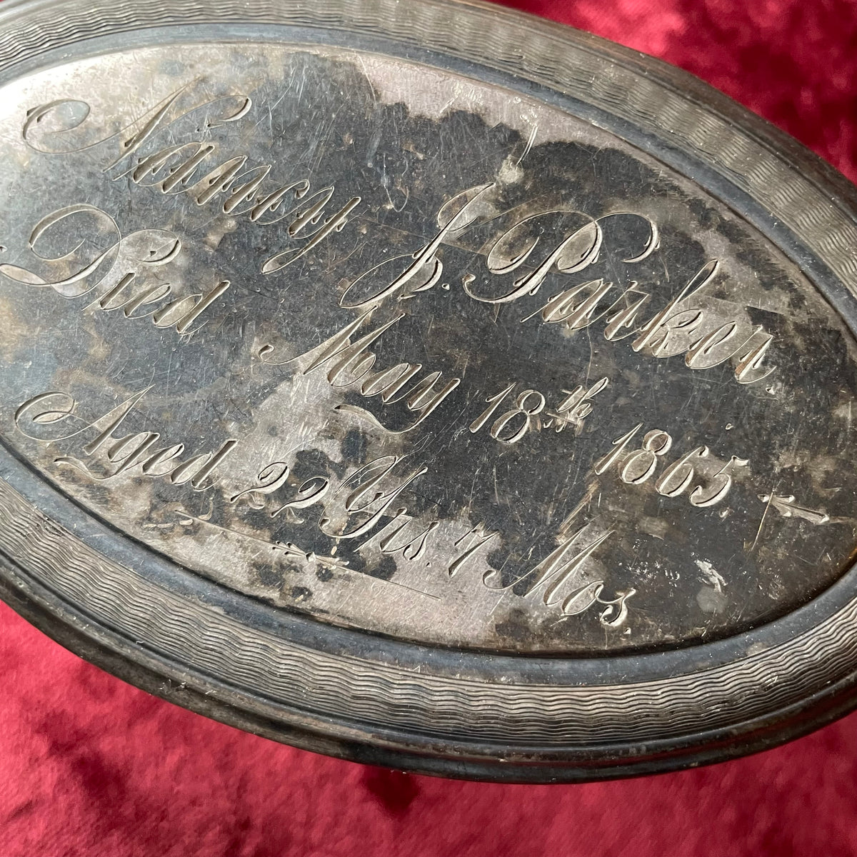 Antique Hand Engraved Casket Plate | 1865