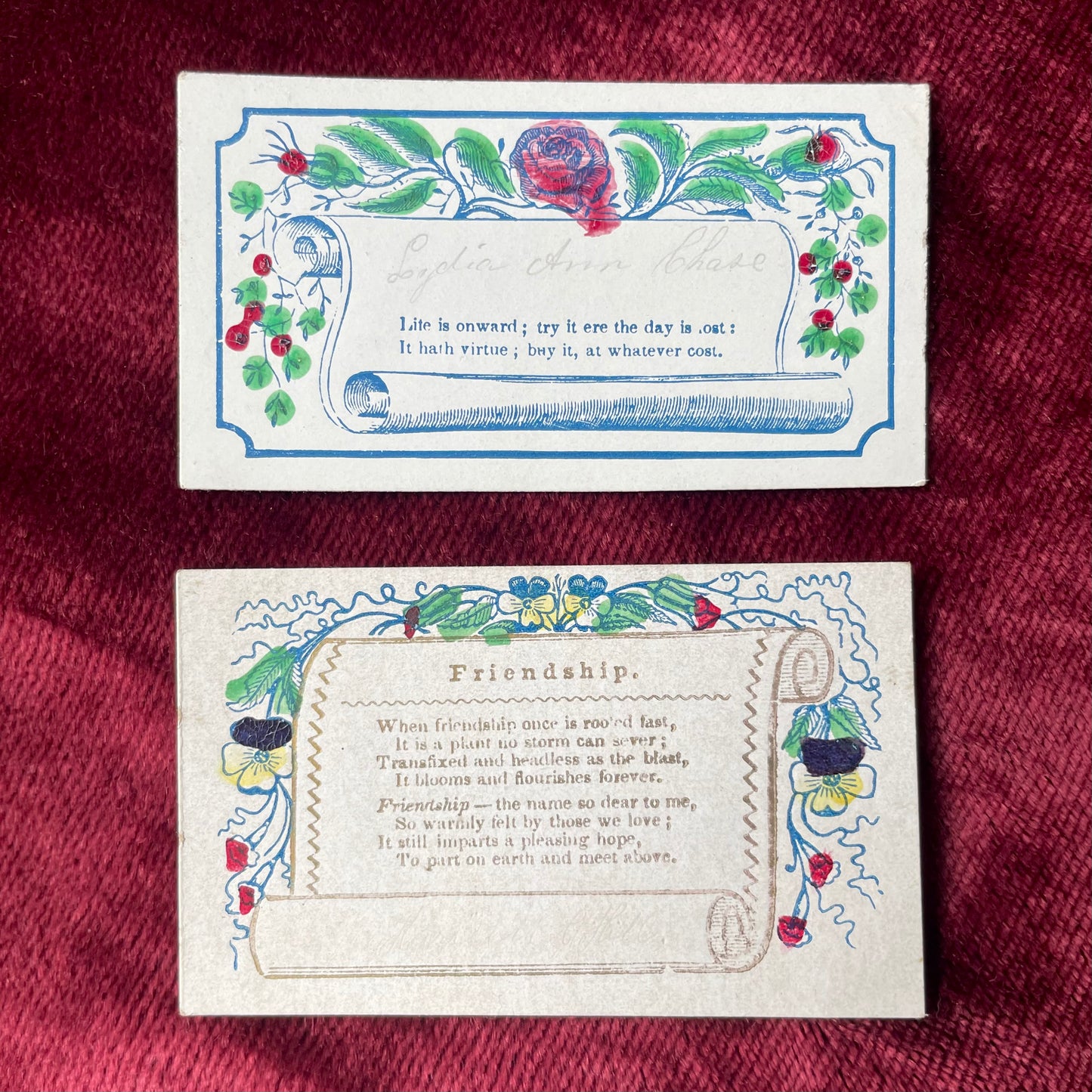 Early Victorian Hand Colored Calling Cards