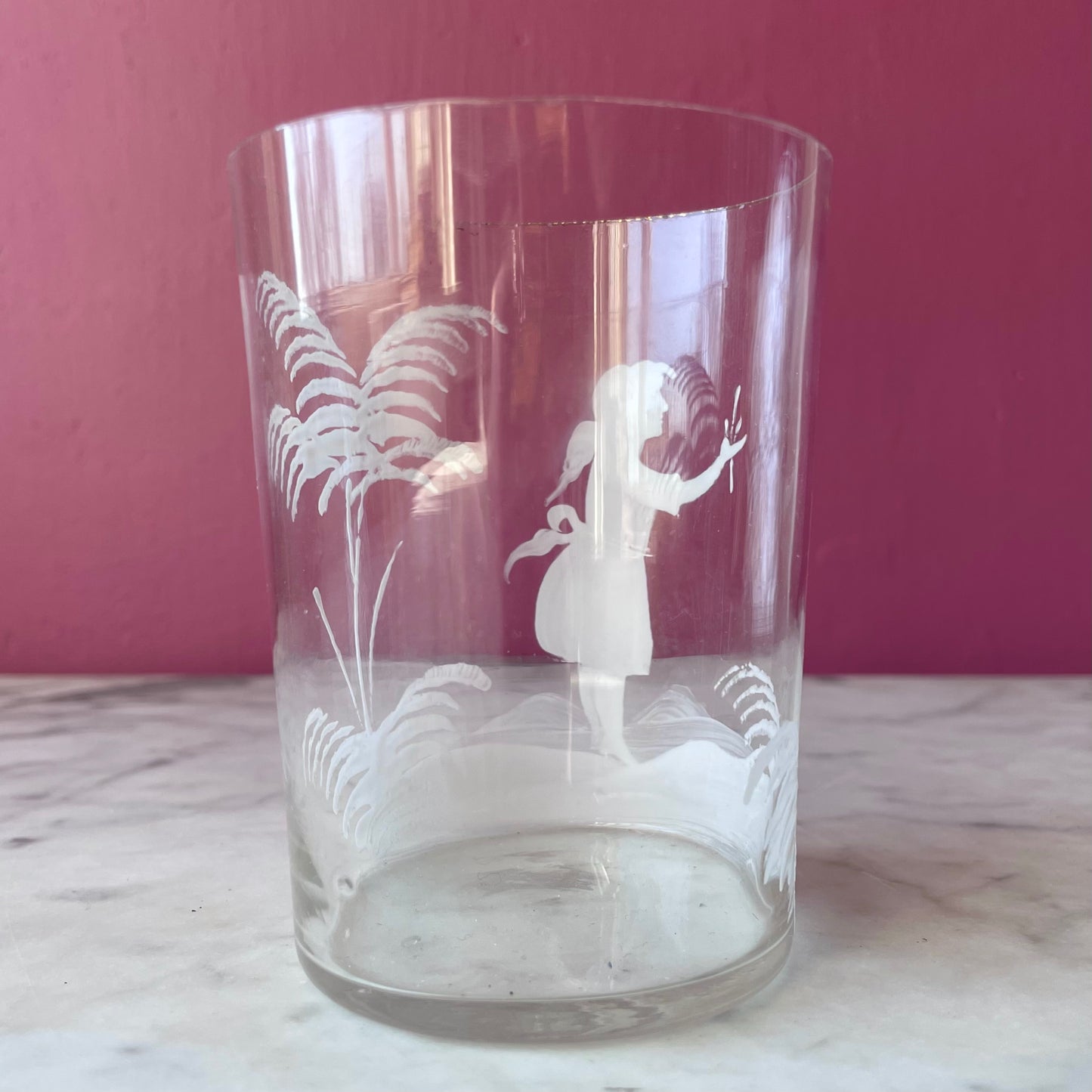 Antique Mary Gregory Glass Tumbler
