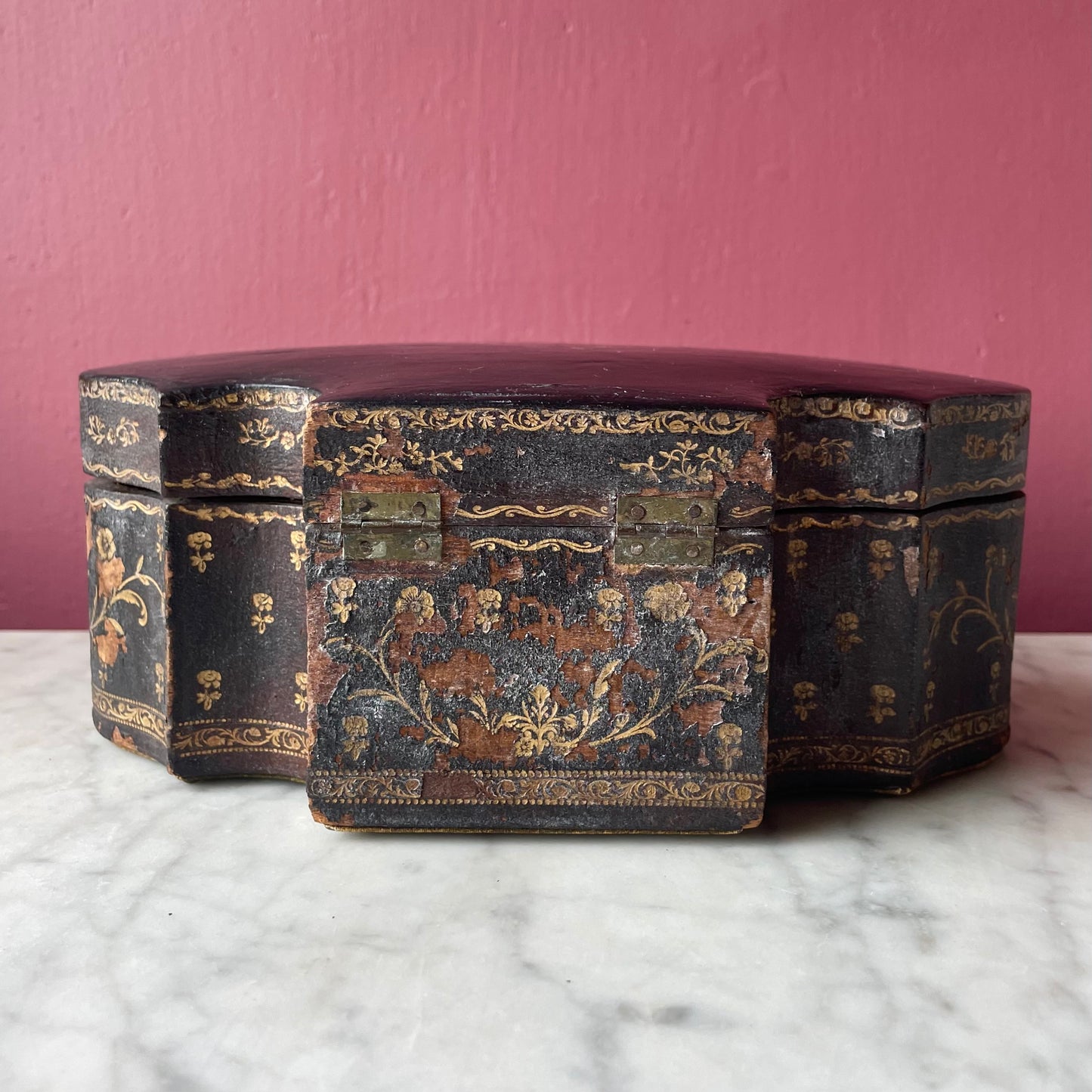 Antique Tooled & Gilded Leather Jewelry Box