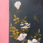 Antique Black Floral Painting on Board