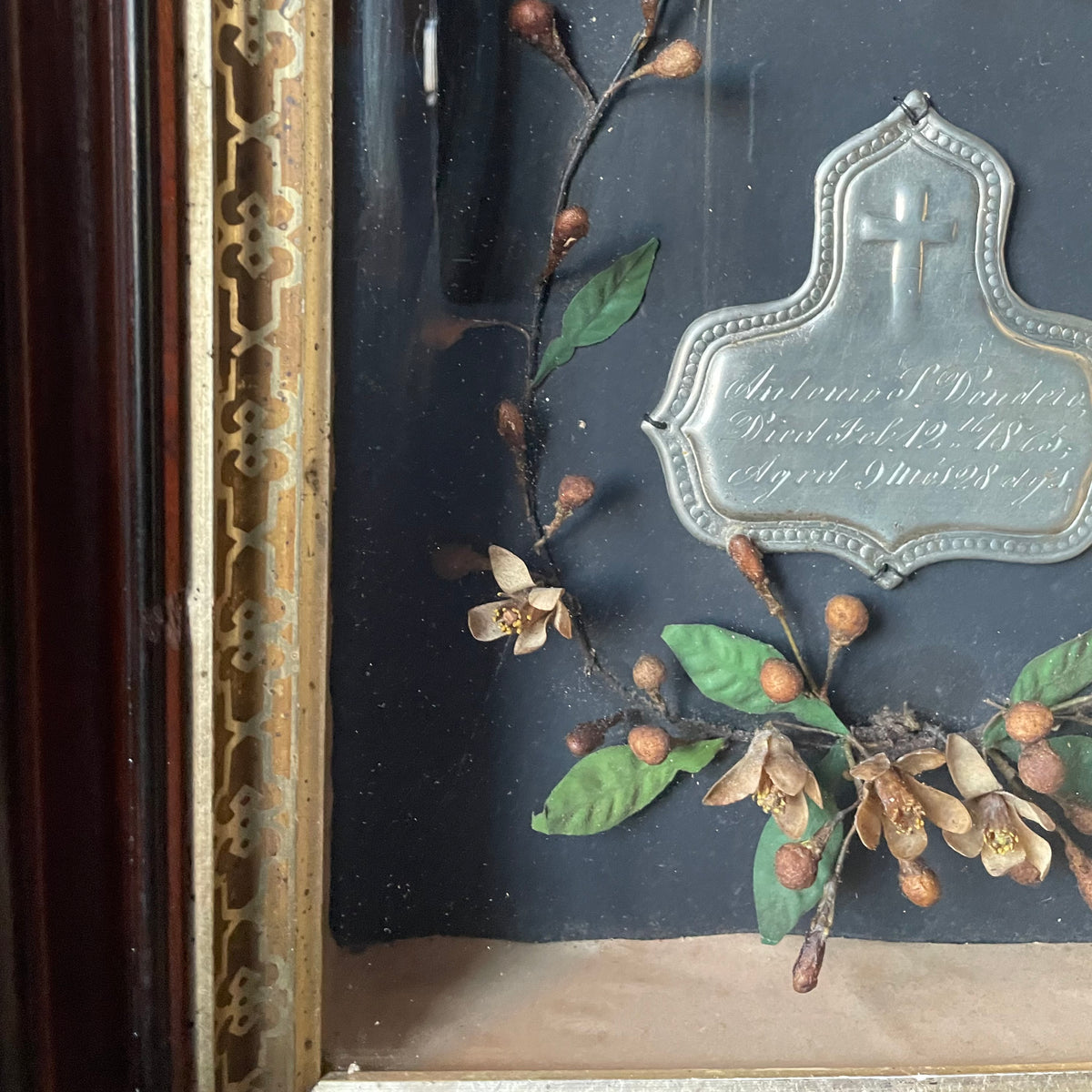 Victorian Casket Plate Memorial Shadow Box