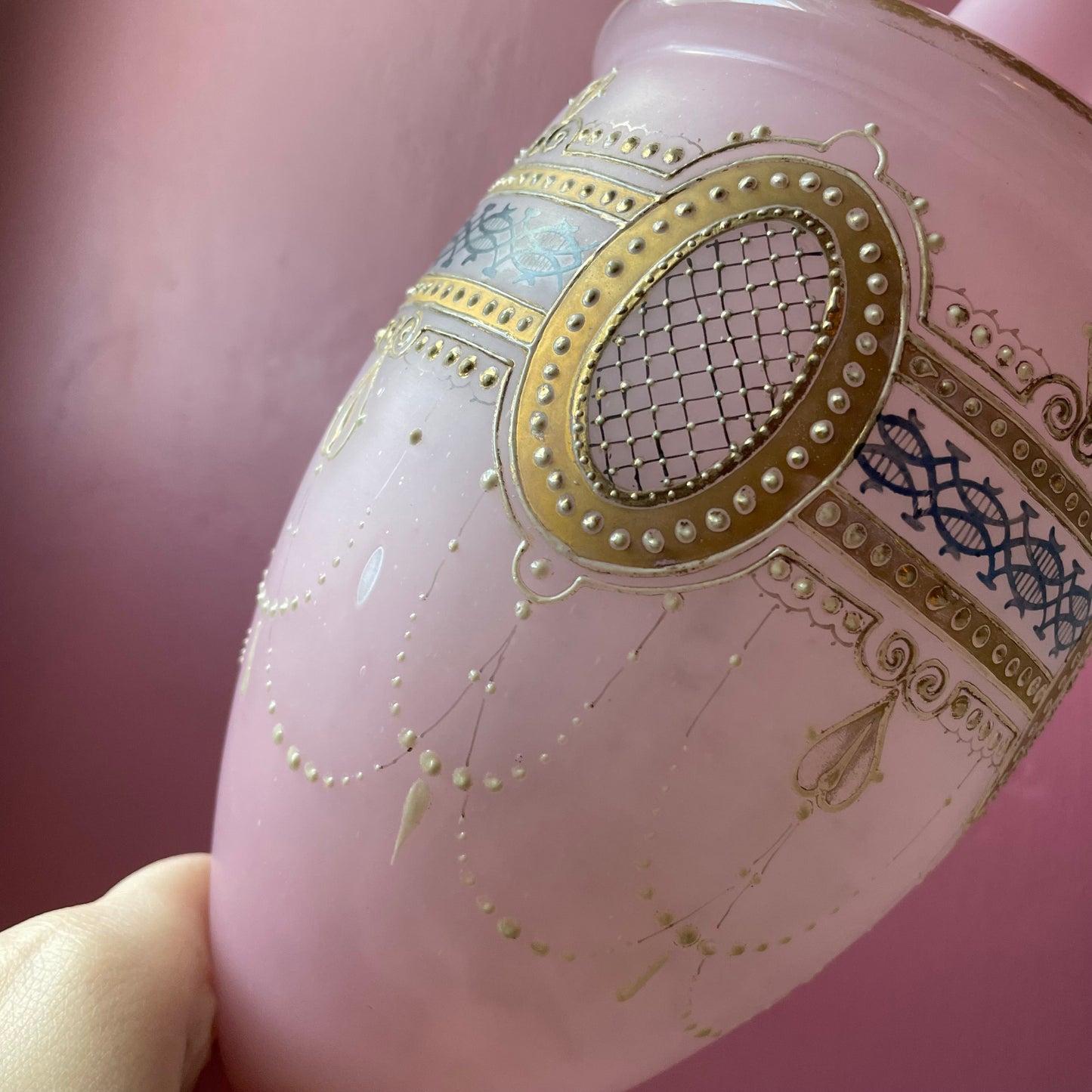 Pink Victorian Bristol Glass Vase
