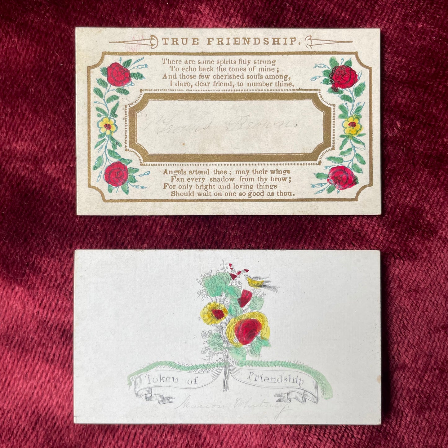 Early Victorian Hand Colored Calling Cards