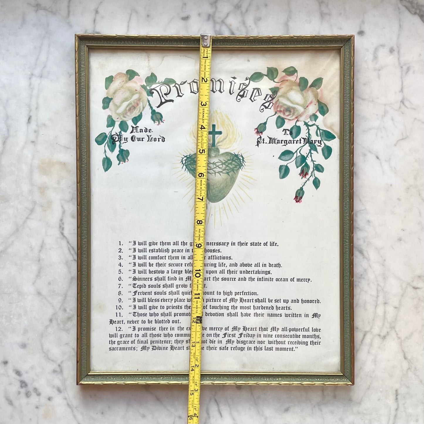Twelve Promises of the Sacred Heart | Vintage Print | Saint Margaret Mary Alacoque