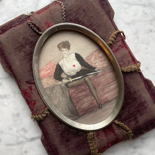 Escrimeuse | Antique Female Fencer Watercolor Painting