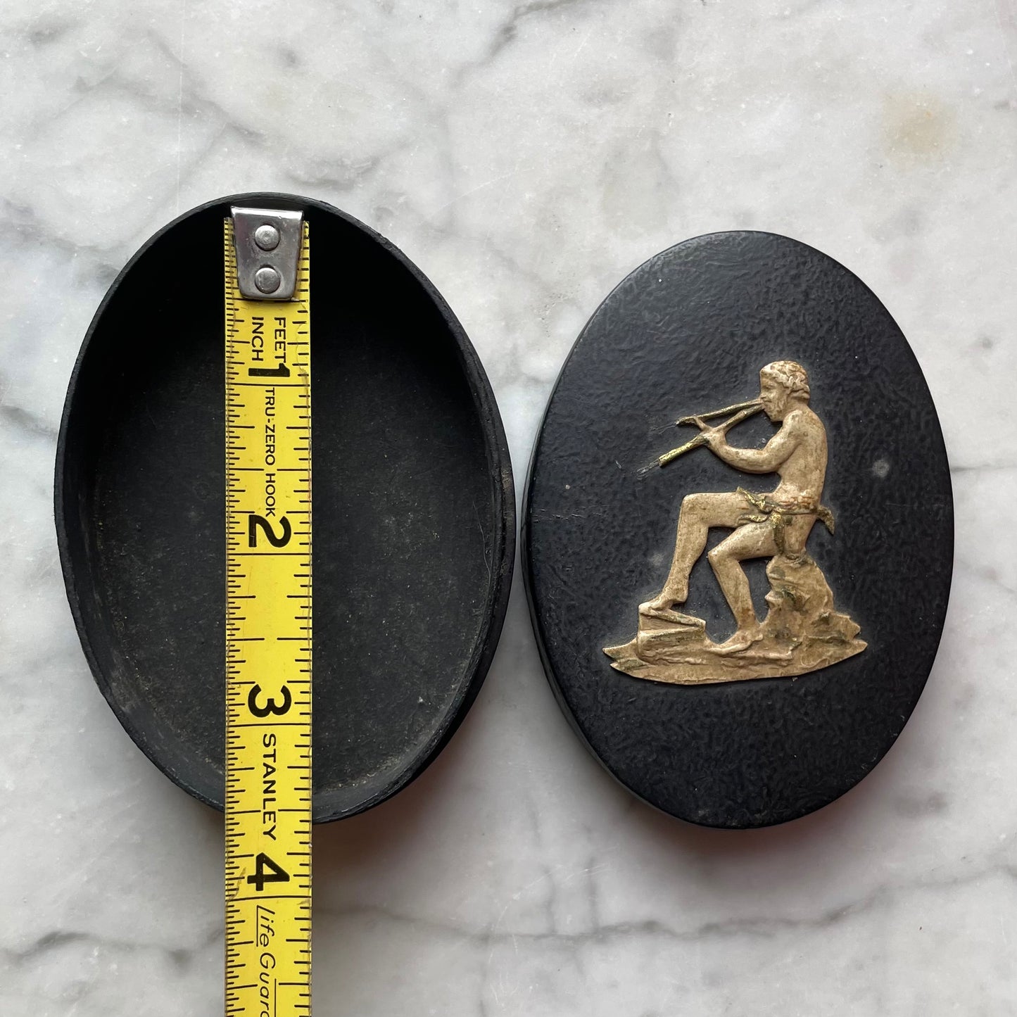 Antique Box with Pan Figure