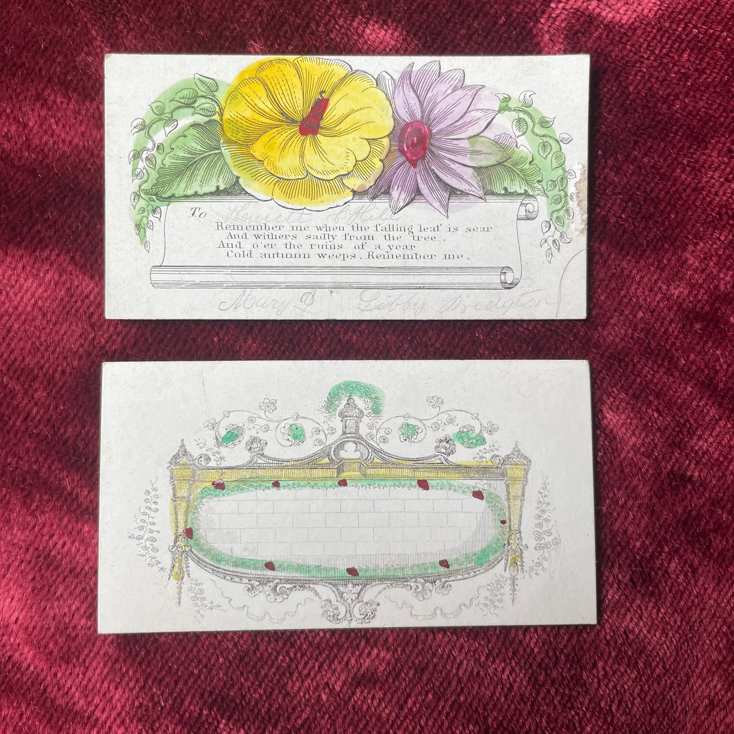 Early Victorian Hand Colored Calling Cards
