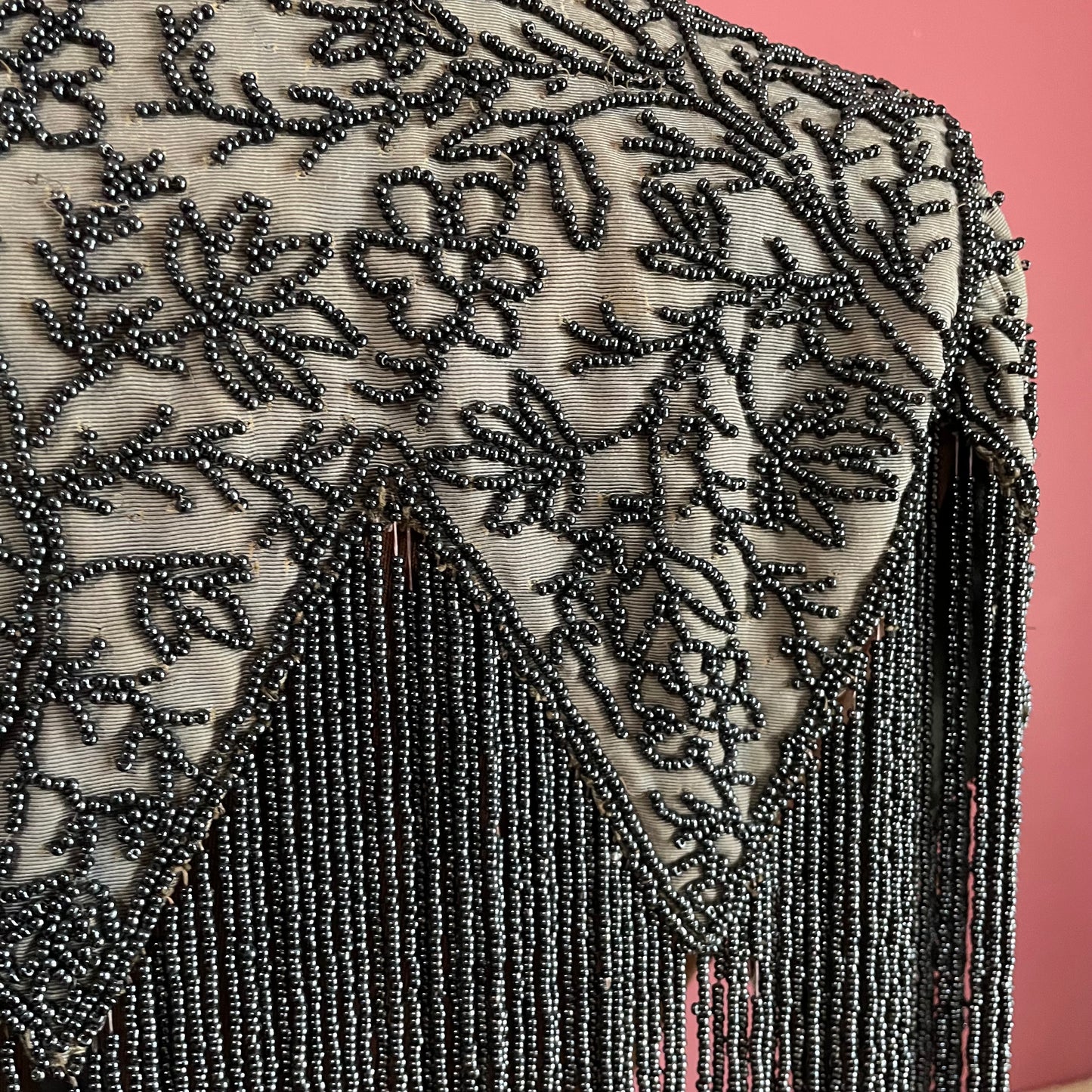Victorian Embroidered Collar with Beaded Fringe