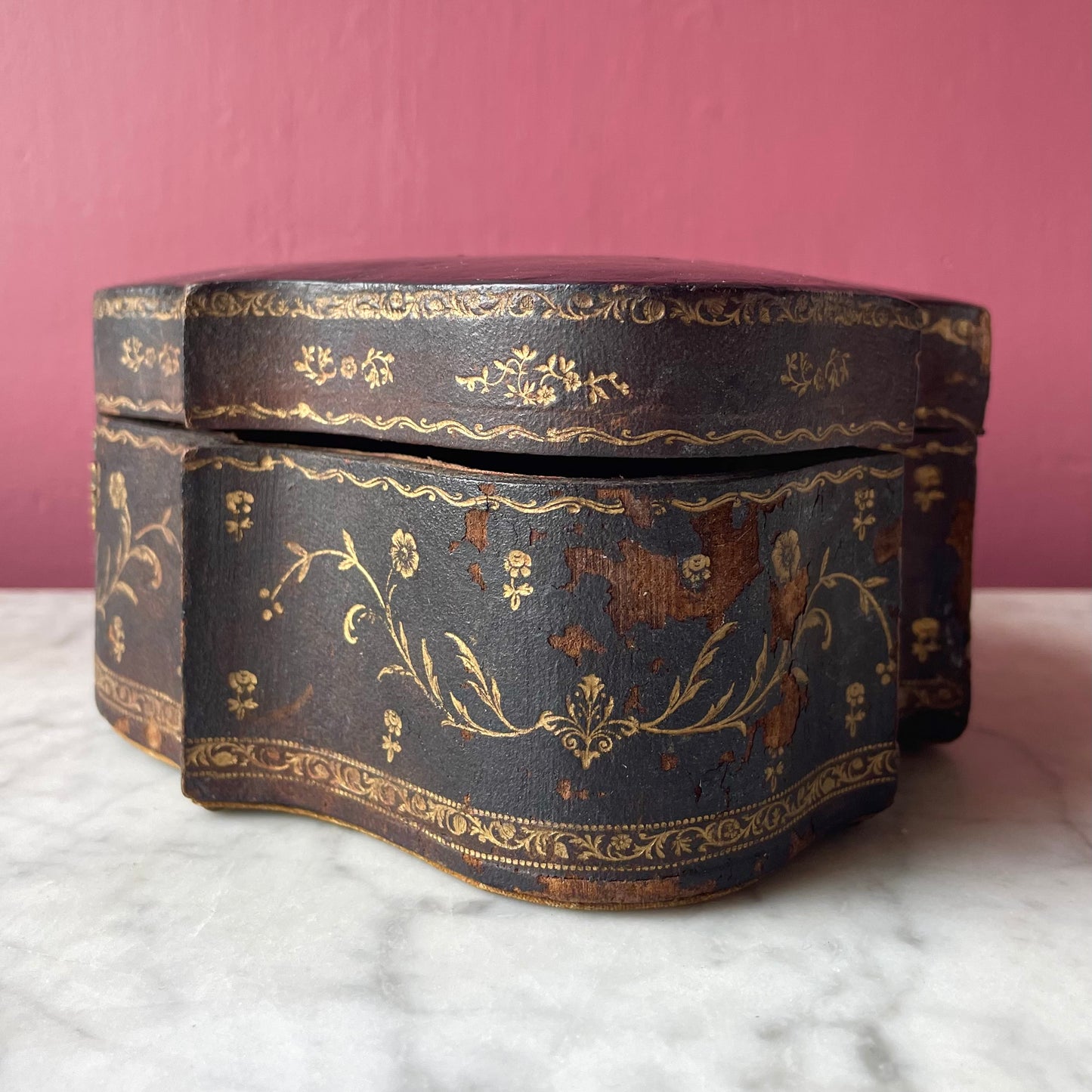 Antique Tooled & Gilded Leather Jewelry Box