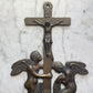Antique Brass Holy Water Font with Angels