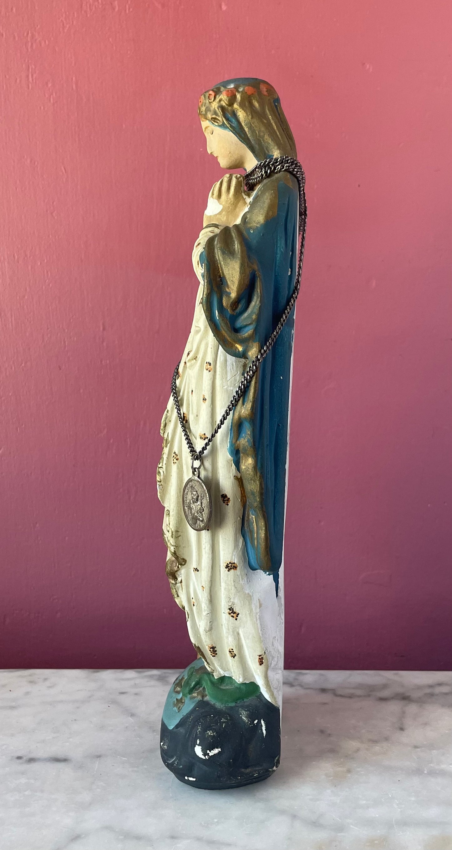 Antique Madonna Chalkware Figure