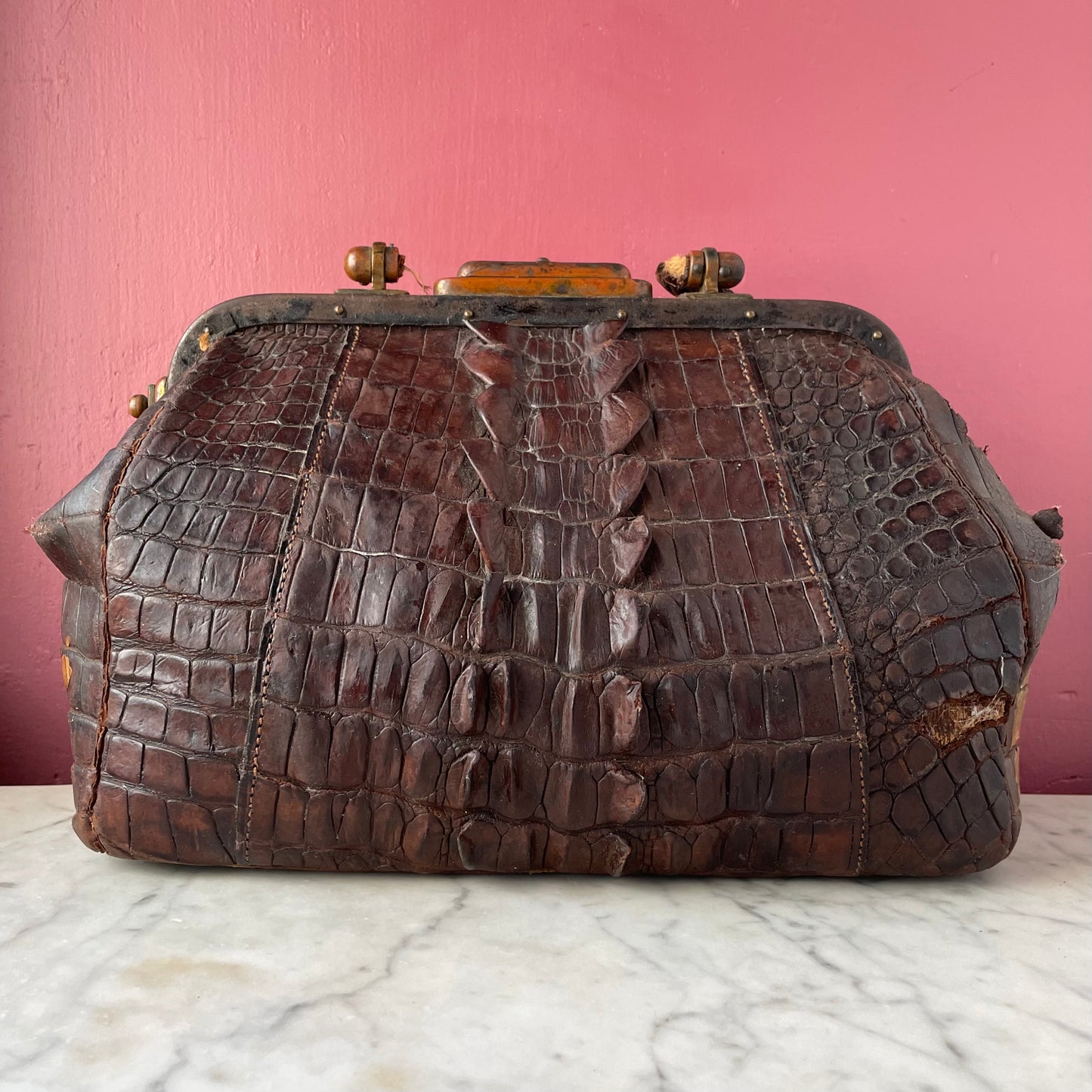 Antique Alligator Travel Bag