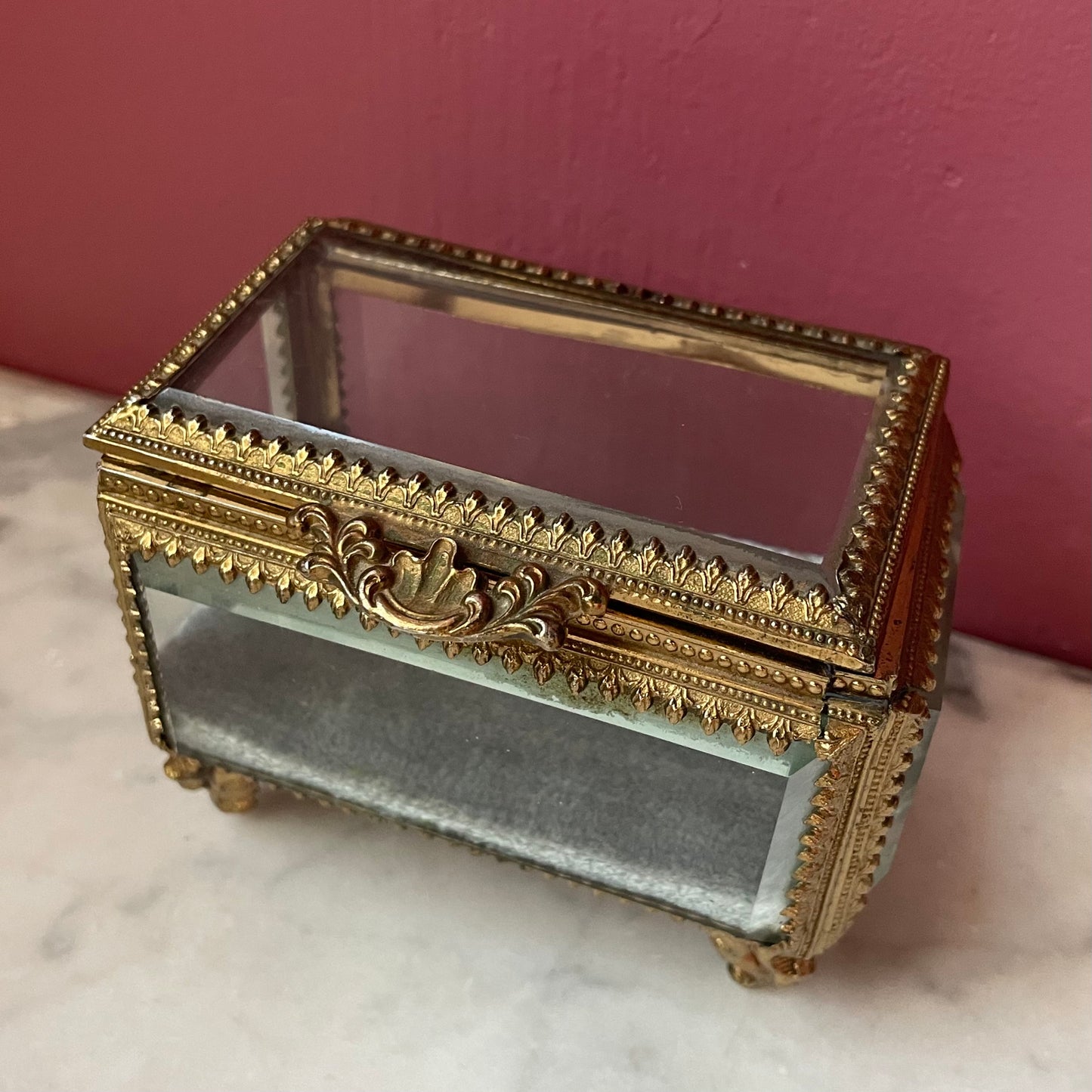 Victorian Revival Bevelled Glass Jewelry Box