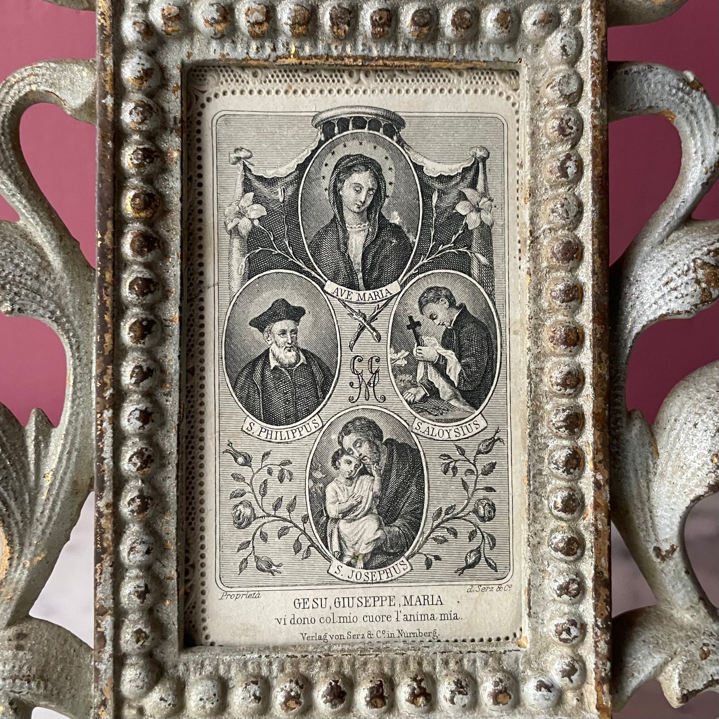 Antique Canivete in Cast Iron Frame