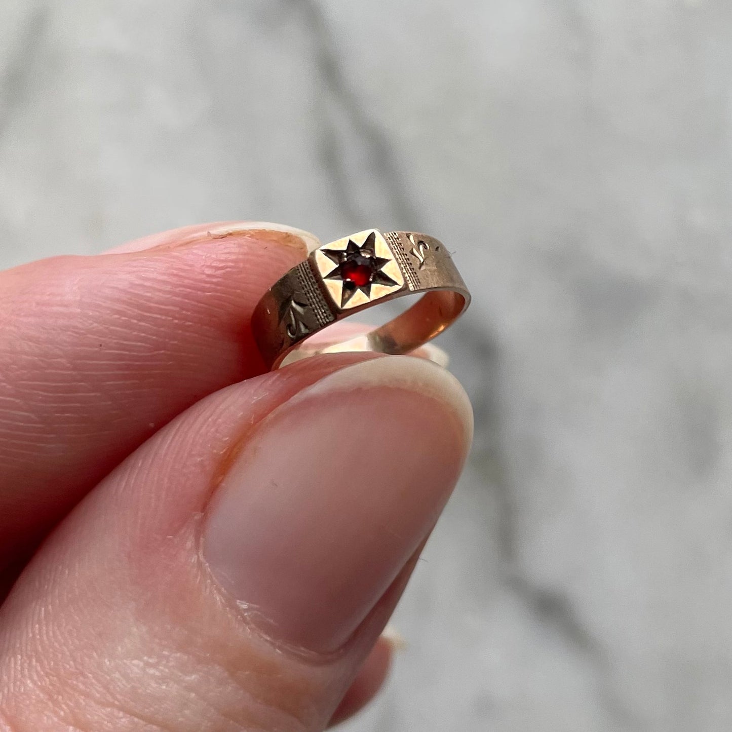 Victorian Baby Ring with Seed Garnet