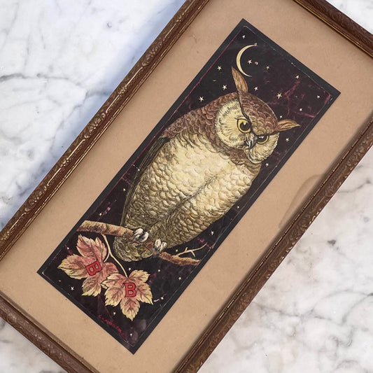 Victorian Owl Framed Advertising Card