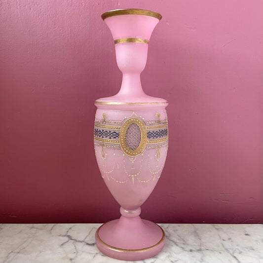 Pink Victorian Bristol Glass Vase