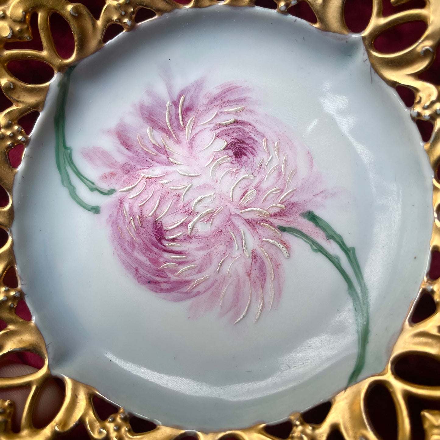 Antique Hand Painted Porcelain Dish | Signed Ida Upton Paine | House of Seven Gables, Salem, MA