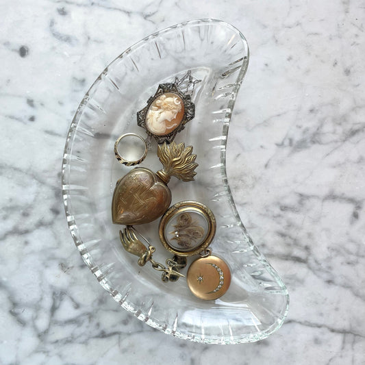 Vintage Crescent Moon Dishes | Clear Glass