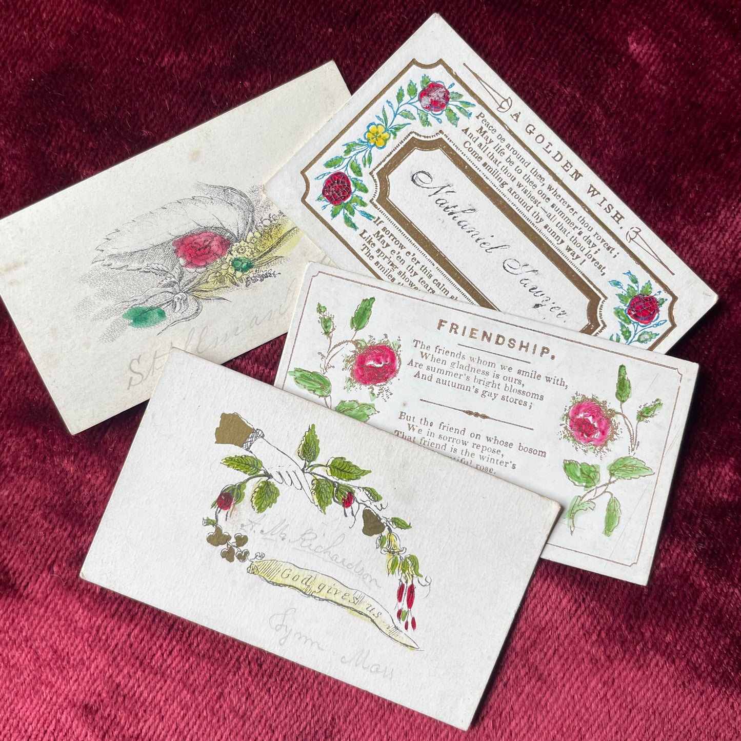 Early Victorian Hand Colored Calling Cards