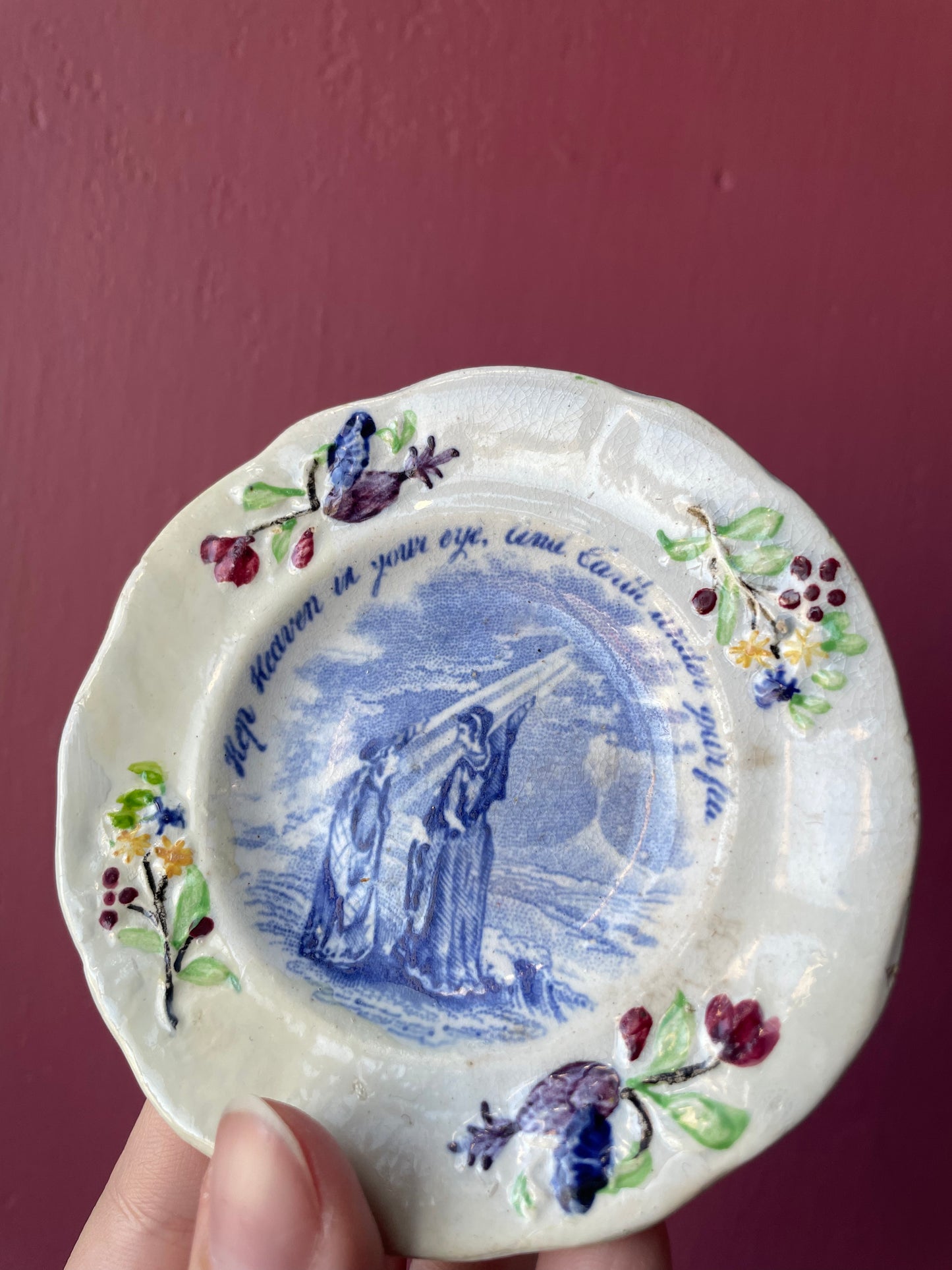 Victorian Devotional Transferware Plate | Keep Heaven in Your Eye, but Earth Beneath Your Feet