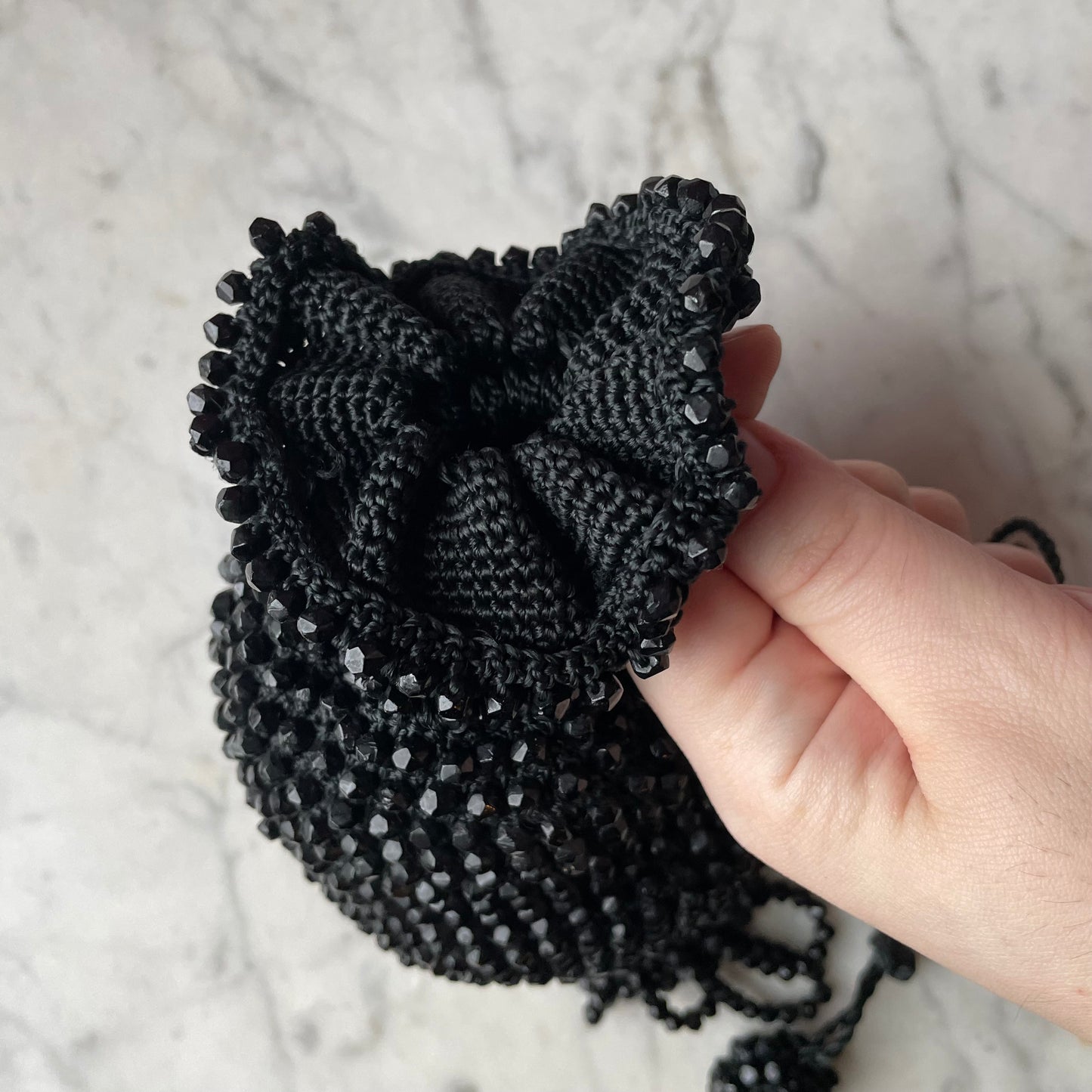 Victorian Mourning Purse with Jet Beads