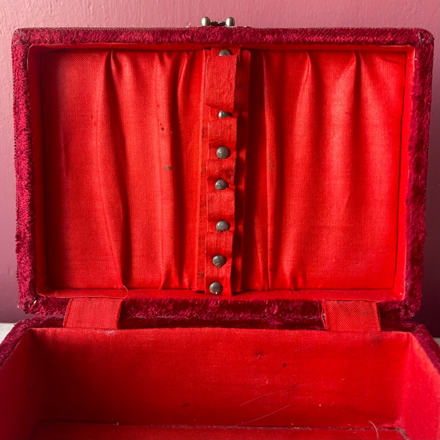 Victorian Red Velvet Sewing Box