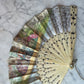 Victorian Pierced Bone Fan with Hand Colored Leaves